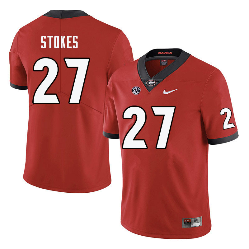 Men #27 Eric Stokes Georgia Bulldogs College Football Jerseys-Red - Click Image to Close